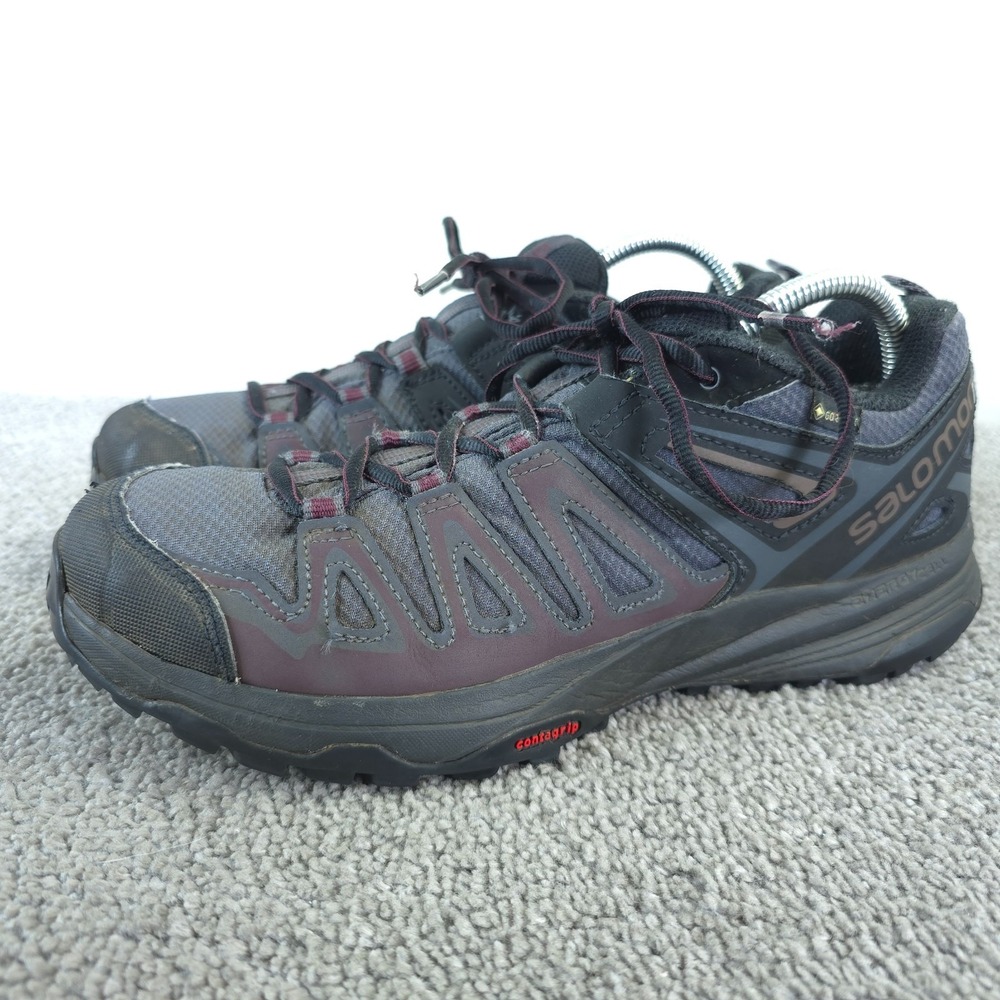 Salomon X Crest GTX Womens 10.5 Waterproof Hiking Shoes Gray Low Top 415346